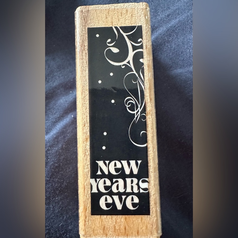 Hampton Art New Year’s Eve Wood Rubber Stamp Vintage